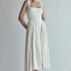 Meshki Sharon Scuba Jersey Midi Dress Ivory
